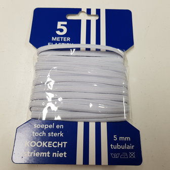 5M ELASTIEK 5MM WIT