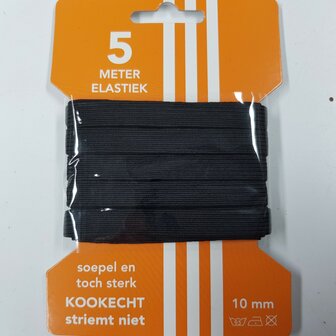 5M ELASTIEK 10MM ZWART