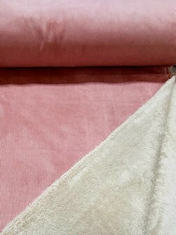 Q22816-012 GEWASSEN RIB GROF GEVOERD OUD ROSE