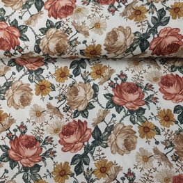 09736.007 DOUBLE GAUZE DIGITAL FLOWERS - OFF WHITE